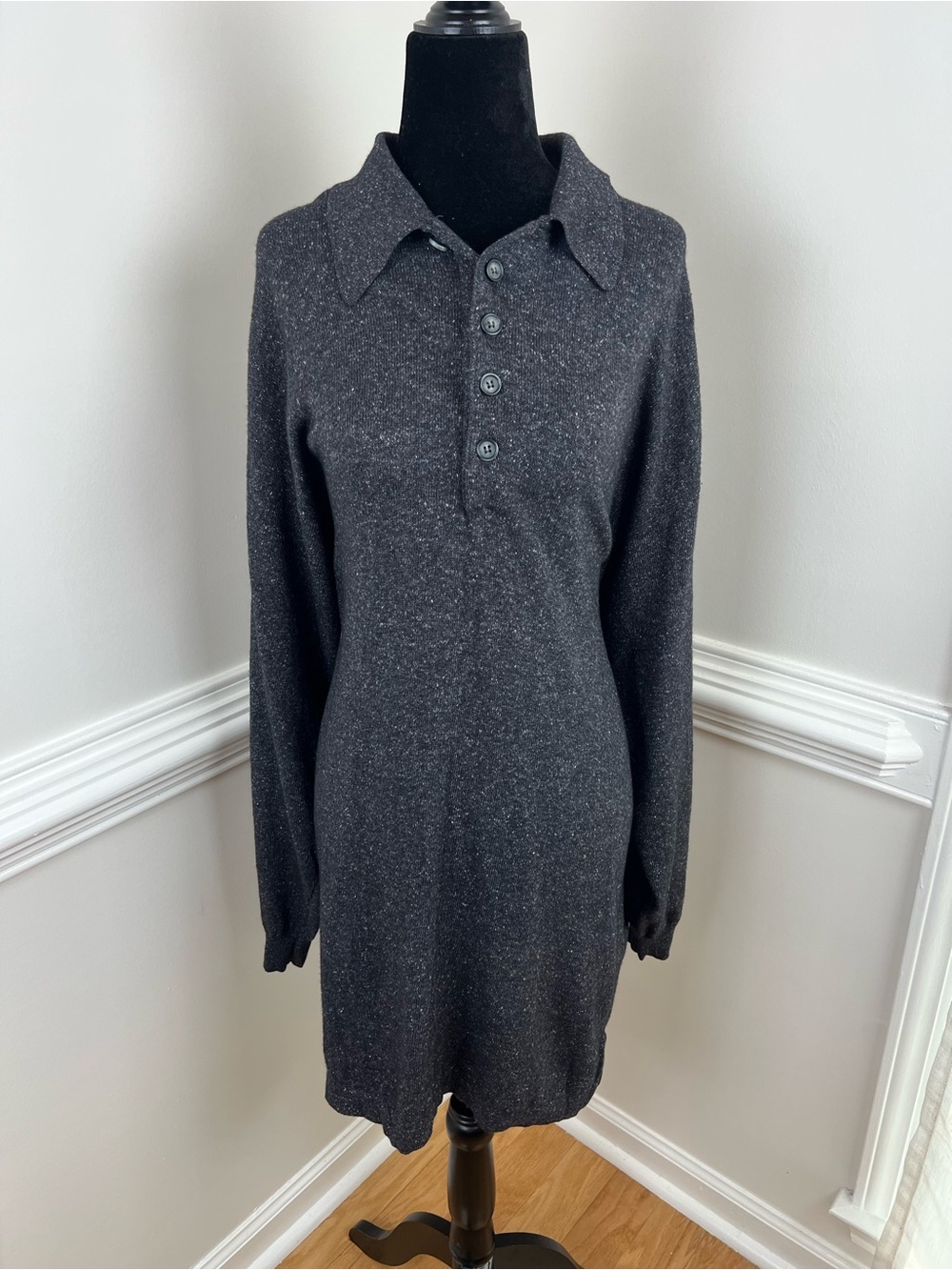 Gran Sasso Wool Silk Cashmere Polo Knit Sweater Dress - Made in Italy
